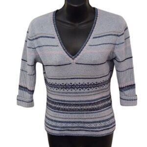 Jacob Lambswool/Metallic Fleck Nordic Pattern Sweater- Sz. Sm